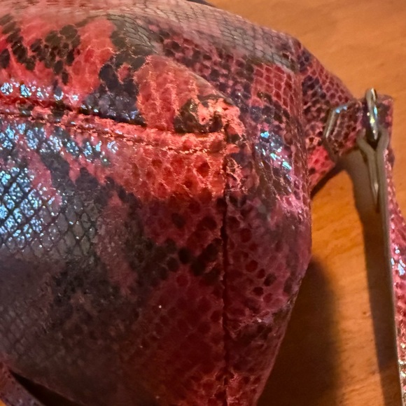 Aimee Kestenberg Leather Crimson Snake Print Satchel EUC - Picture 7 of 11